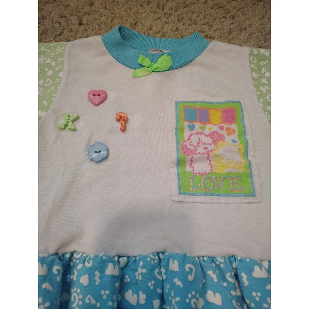 Vintage 90s Y2K Buster Brown Cat Dog Outfit Colorful Girls Size 3T